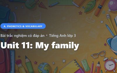Bài Trắc Nghiệm Tiếng Anh lớp 3 Unit 11: My family - Phonetics and Speaking - Global Success có đáp án