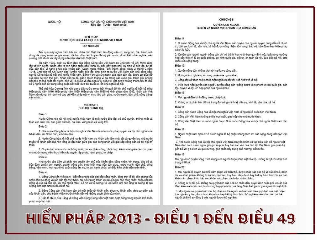 Hiến pháp năm 2013 - Điều 1 đến Điều 49 của Chương I và Chương II