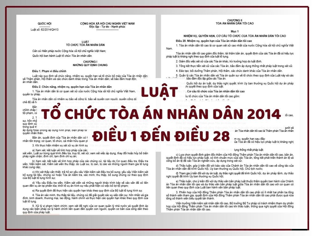 Luật Tổ chức Tòa án Nhân dân 2014 - Điều 1 đến Điều 28 của Chương I và Chương II