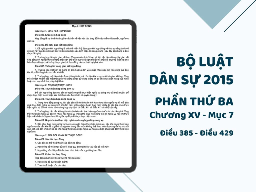 Bộ Luật Dân Sự 2015 - Phần thứ ba - Chương XV - Mục 7 - Điều 385 đến Điều 429