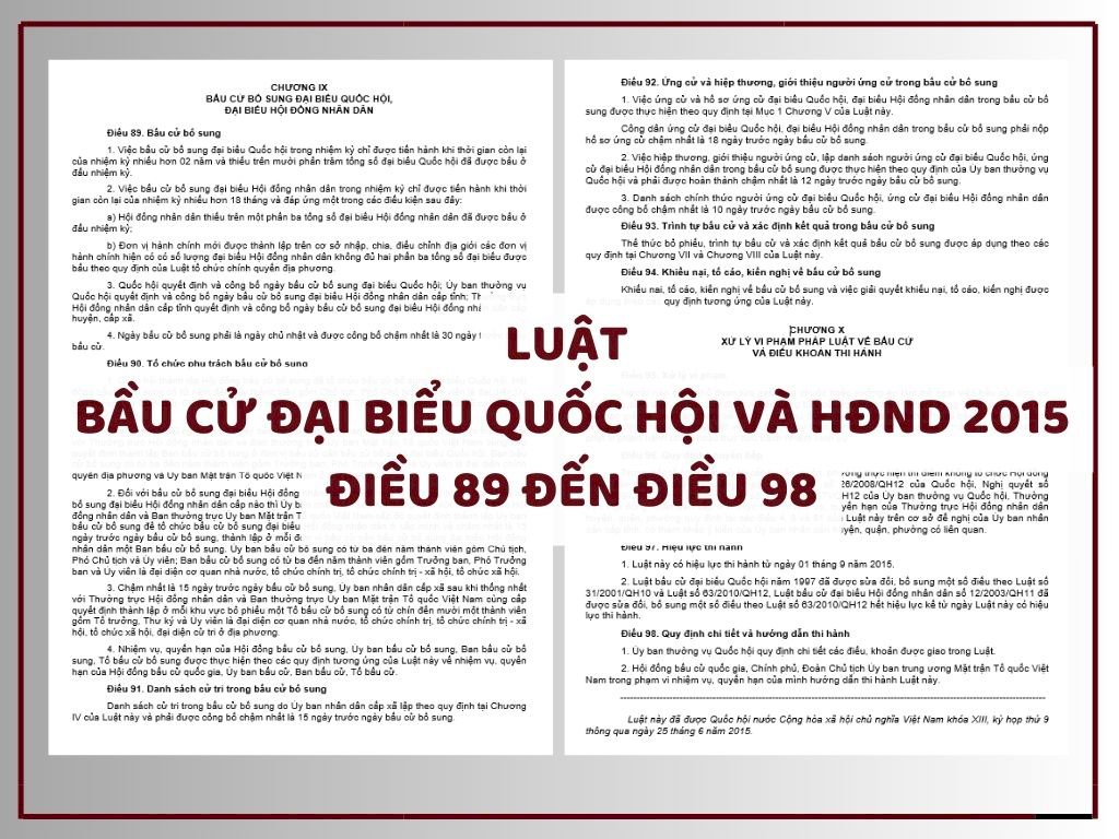 Luật bầu cử đại biểu Quốc hội và đại biểu Hội đồng nhân dân 2015 - Điều 89 đến Điều 98 - Chương IX và Chương X