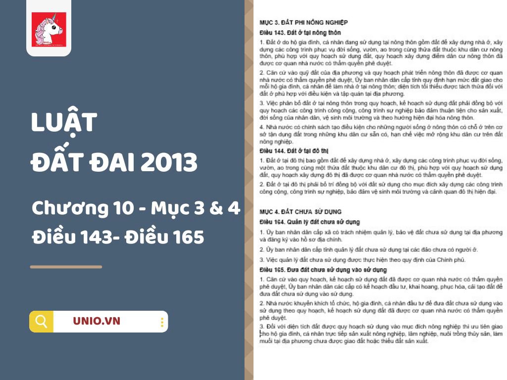 Luật Đất đai 2013 - Chương 10 - Mục 3 và 4 - Điều 143 đến Điều 165