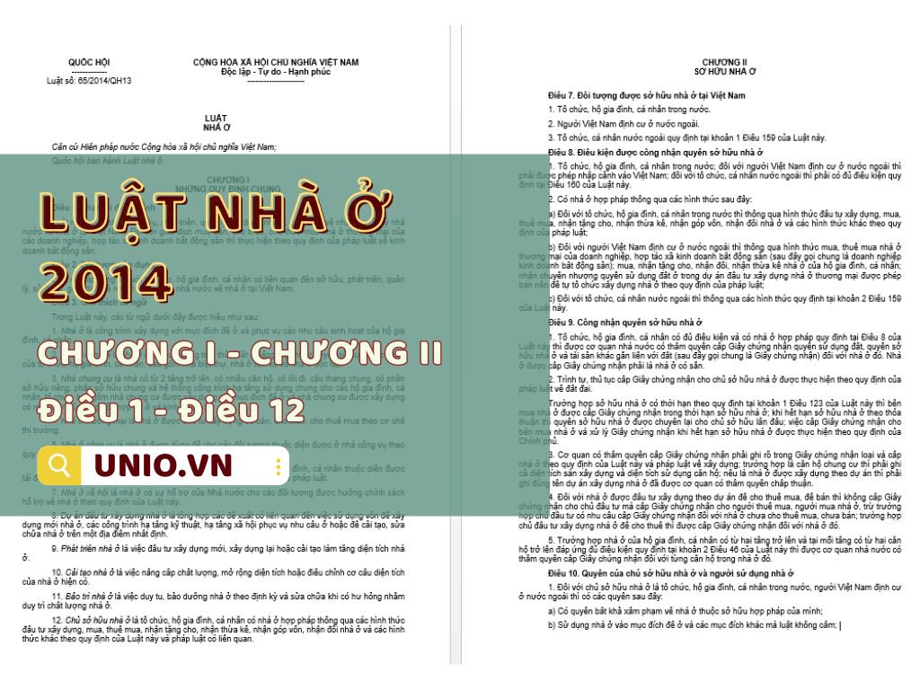 Luật Nhà ở 2014 - Chương I và Chương II - Điều 1 đến Điều 12