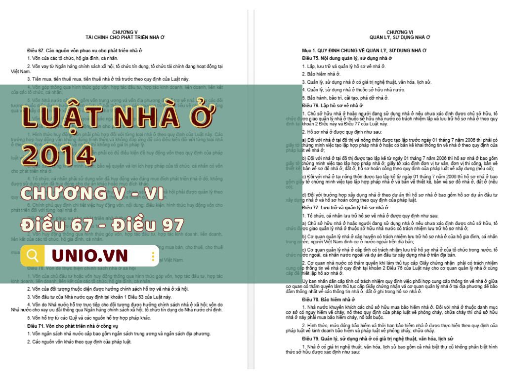 Luật Nhà ở 2014 - Chương V và Chương VI - Điều 67 đến Điều 97