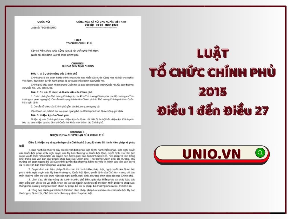 Luật Tổ chức Chính phủ 2015 - Điều 1 đến Điều 27 - Chương I và Chương II