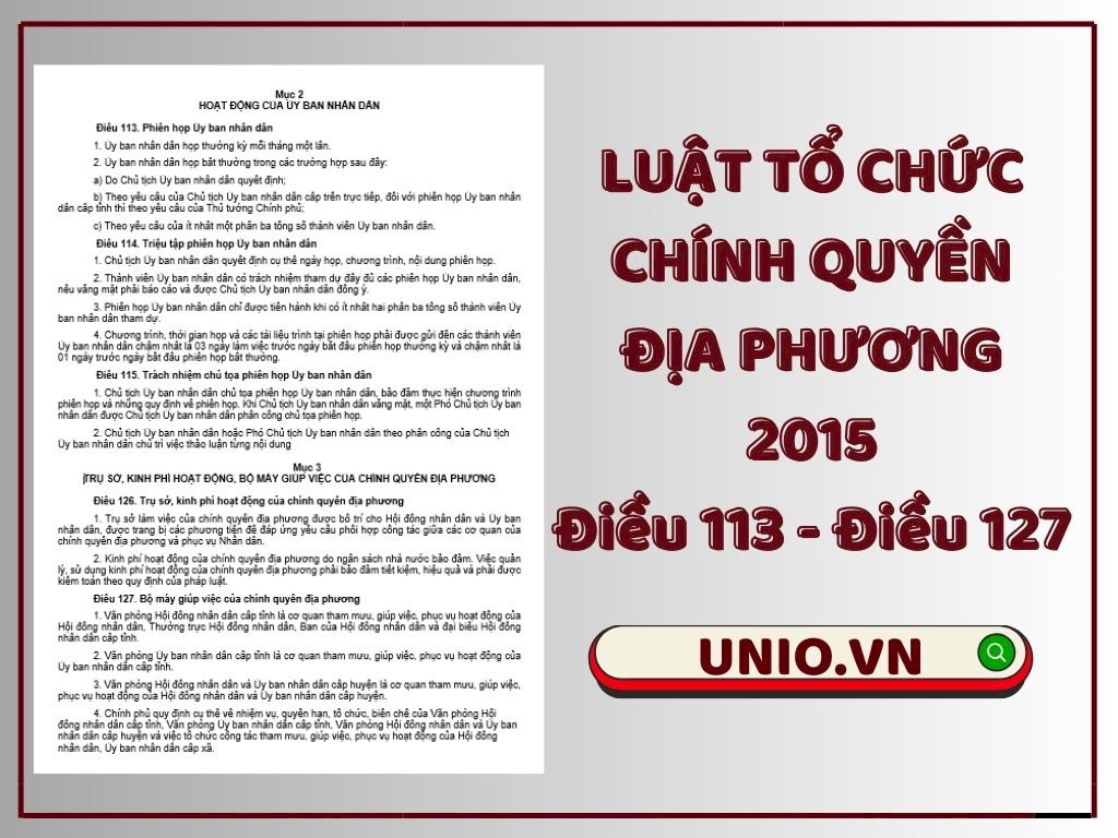 Luật Tổ chức chính quyền địa phương 2015 - Điều 113 đến Điều 127 - Chương VI - Mục 2 và 3
