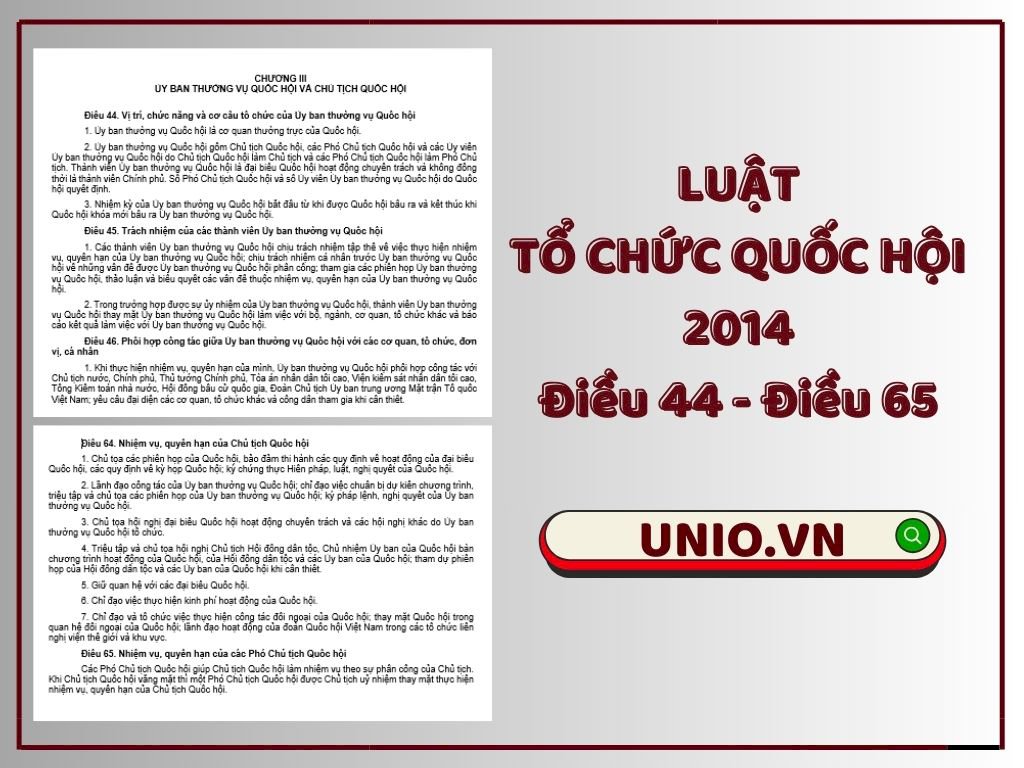 Luật Tổ chức Quốc hội 2014 - Điều 44 đến Điều 65 - Chương III