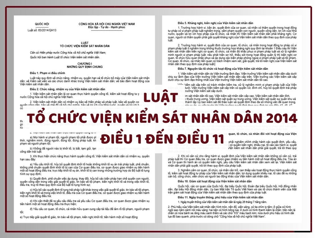 Luật Tổ chức Viện kiểm sát nhân dân 2014 - Điều 1 đến Điều 11 - Chương I