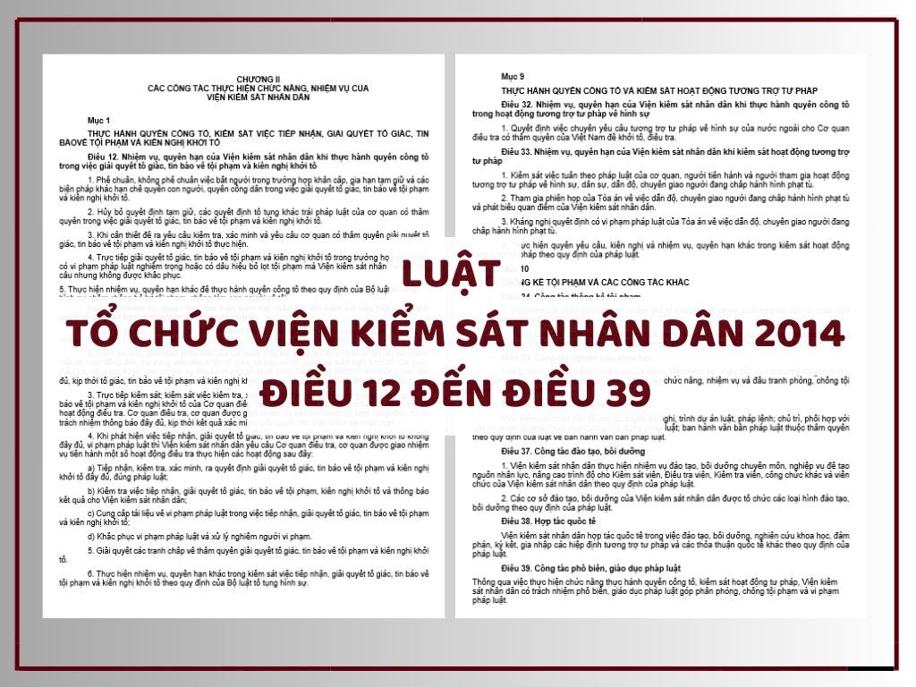 Luật Tổ chức Viện kiểm sát nhân dân 2014 - Điều 12 đến Điều 39 - Chương II