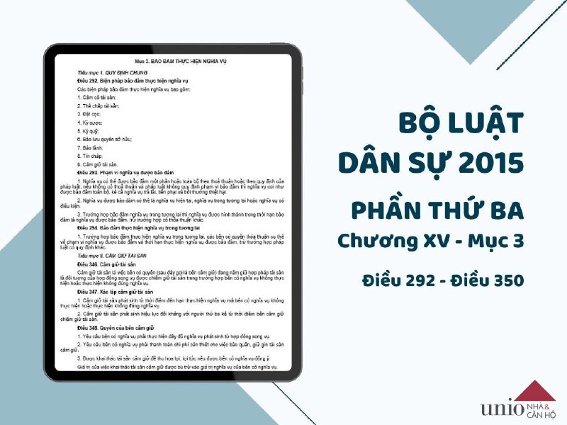 Bộ Luật Dân Sự 2015 - Điều 292 đến Điều 350 - Unio.vn