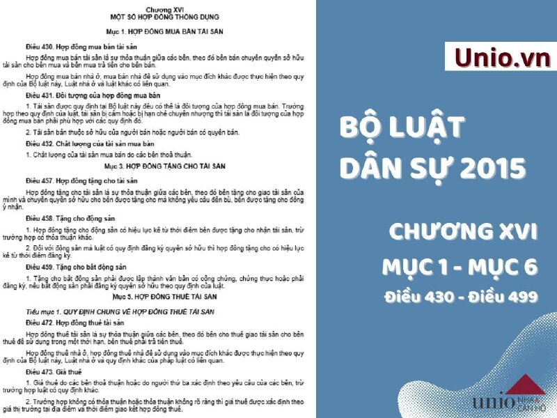 Bộ Luật Dân Sự 2015 - Điều 430 đến Điều 499 - Unio.vn