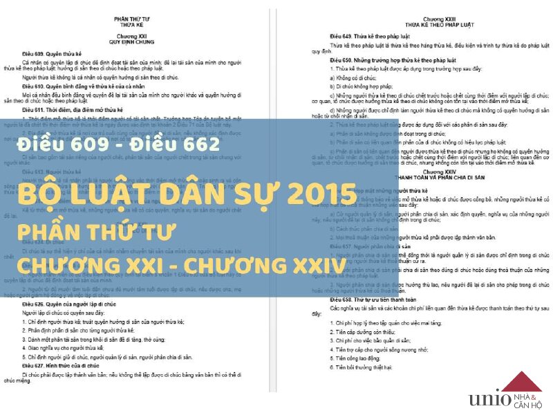 Bộ Luật Dân Sự 2015 về thừa kế - Điều 609 đến Điều 662 - Unio.vn
