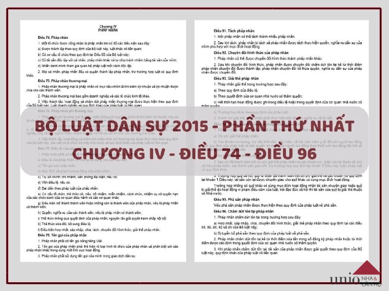 Bộ Luật Dân Sự 2015 - Điều 74 đến Điều 96 - Unio.vn