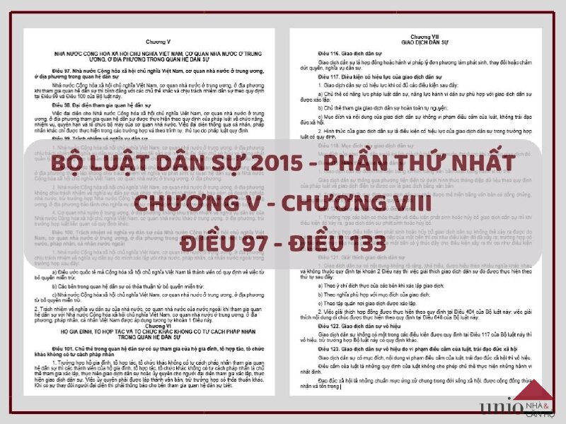 Bộ Luật Dân Sự 2015 - Điều 97 đến Điều 133 - Unio.vn