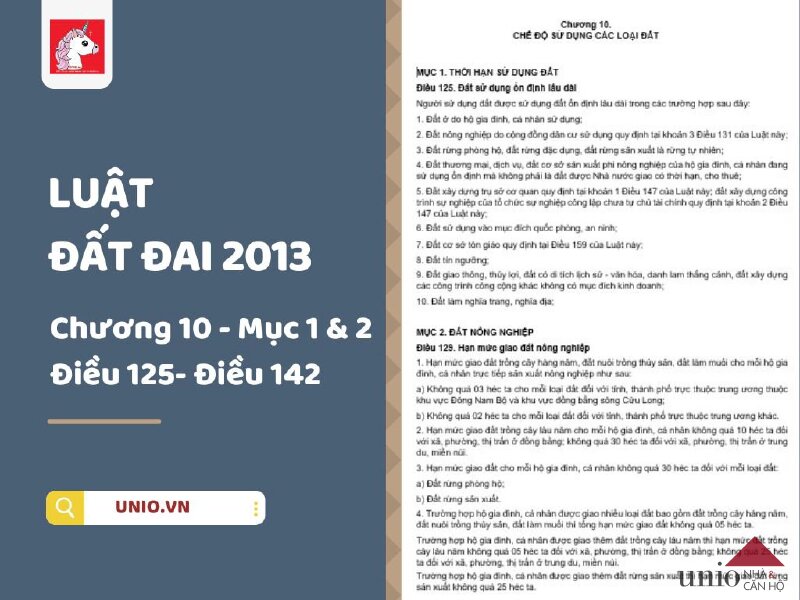 Luật Đất đai 2013 - Chương 10 - Điều 125 đến Điều 142 - Unio.vn