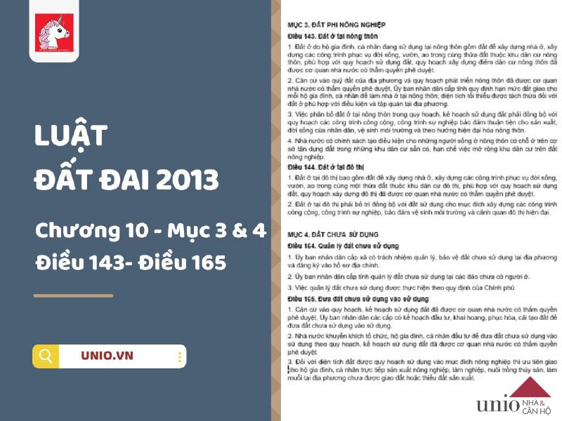 Luật Đất đai 2013 - Điều 143 đến Điều 165 - Unio.vn