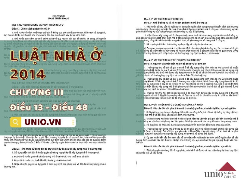 Luật Nhà ở 2014 - Điều 13 đến Điều 48 - Unio.vn