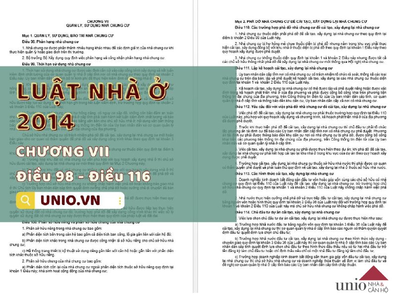 Luật Nhà ở 2014 - Điều 98 đến Điều 116 - Unio.vn