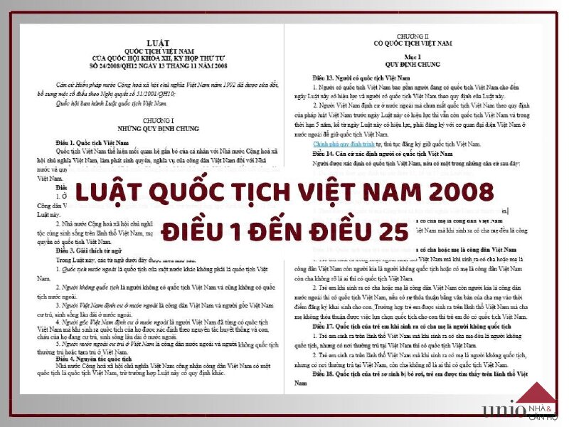 Luật Quốc tịch Việt Nam 2008 - Điều 1 đến Điều 25 - Unio.vn