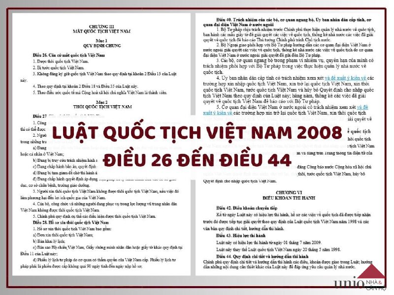 Luật Quốc tịch Việt Nam 2008 - Điều 26 đến Điều 44 - Unio.vn