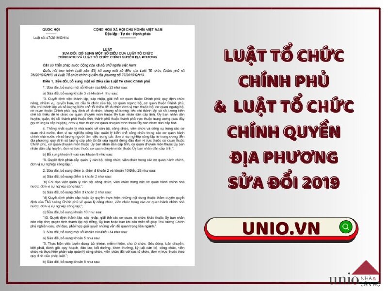 Luật Tổ chức Chính phủ và Luật Tổ chức Chính quyền địa phương sửa đổi 2019 - Unio.vn