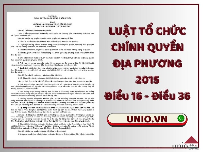 Luật Tổ chức chính quyền địa phương 2015 - Điều 16 đến Điều 36 - Unio.vn