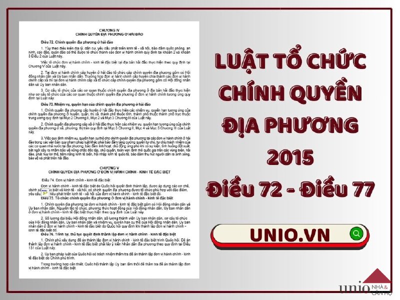 Luật Tổ chức chính quyền địa phương 2015 - Điều 72 đến Điều 77 - Unio.vn