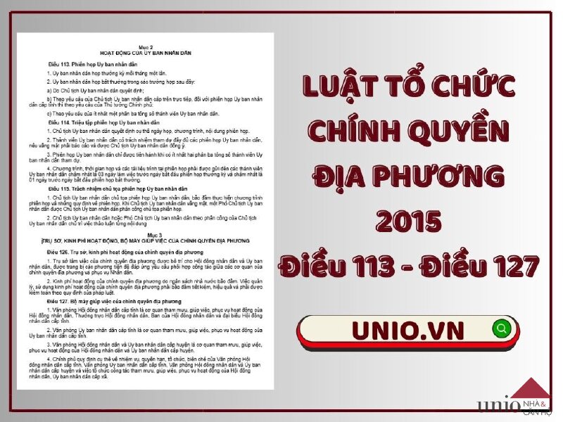 Luật Tổ chức chính quyền địa phương 2015 - Điều 113 đến Điều 127 - Unio.vn